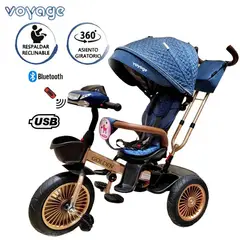 VOYAGE - Triciclo Asiento Giratorio GOLDEN con Tela UV Azul