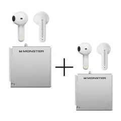 MONSTER - Audífonos Bluetooth Gamer XKT17 Silver Pack x 2 UND