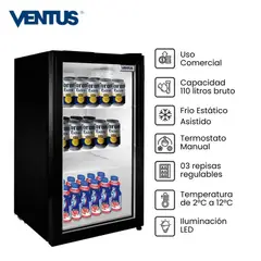 VENTUS - Exhibidor Vertical 1 Puerta 110Lt LG-100 - Negro