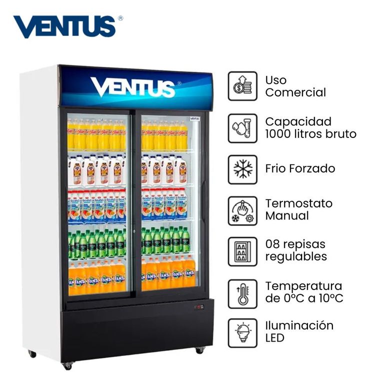 Exhibidor Vertical 2 Puertas 1000Lt VC-1000LS - Blanco