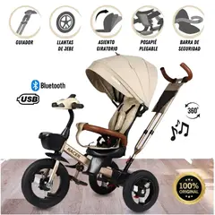 VOYAGE - Triciclo Guiador para Niños Usb y Bluetooh Racer Beige