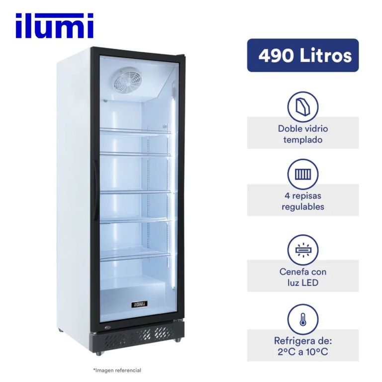 Exhibidor Vertical 490Lt 1 Puerta de Vidrio BC-4900FC - Blanco