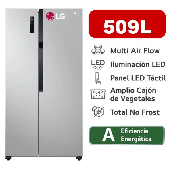 Refrigeradora LS51BPP 509L Multi Air Flow Side By Side Plateada