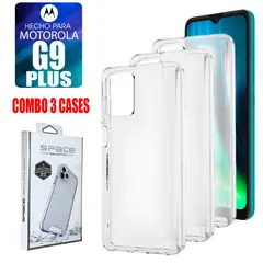 ASIA IMPORT - Combo Case Space Transparente Para Motorola G9 Plus