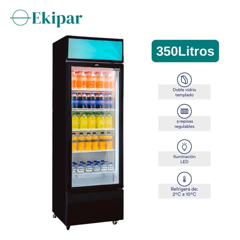 Exhibidor Ekipar Vertical Estático 1 Puerta 350Lt EVC-350FR - Negro