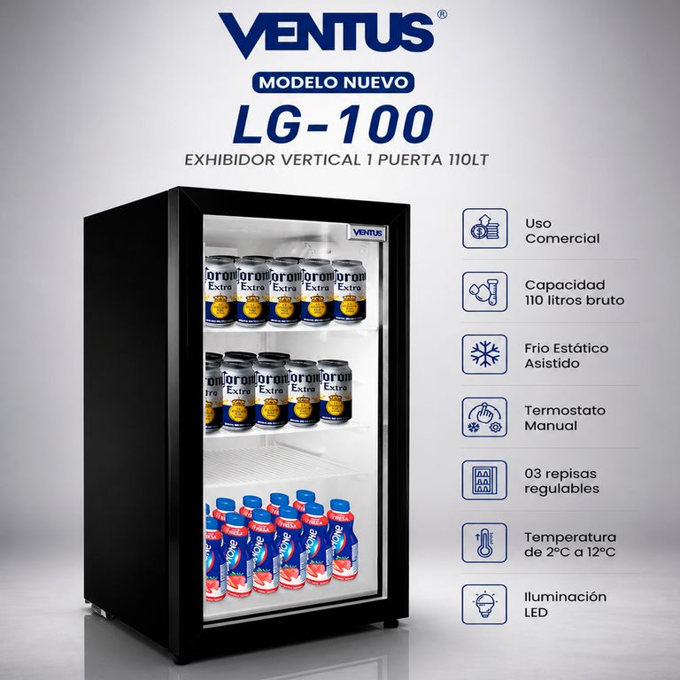 Exhibidor Vertical 1 Puerta 110Lt LG-100 - Negro