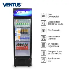 Ventus - Exhibidor Vertical 1 Puerta 380Lt LG-380TC - Negro