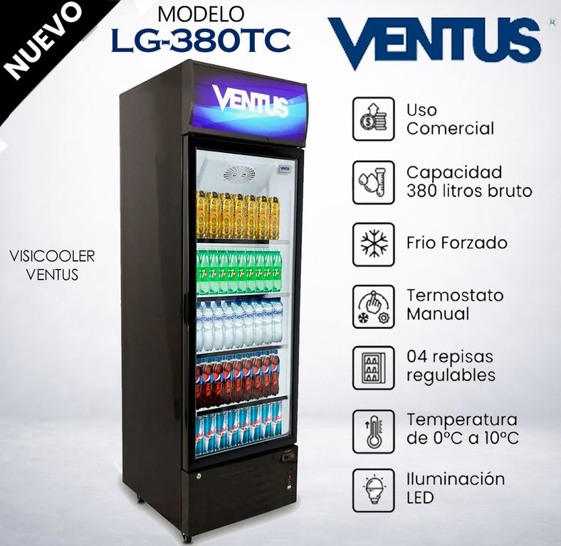 Visicooler Vertical 1 Puerta 380Lt LG-380TC - Negro
