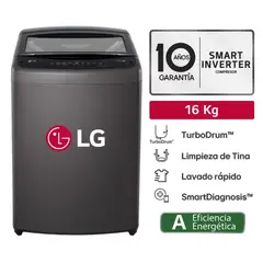 LG - Lavadora 16 Kg TurboDrum Carga Superior Negro Claro WT16BVTB