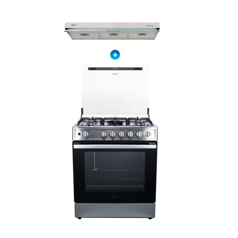 Combo: Cocina 5 Hornillas High Flame GLP + Campana Extractora de 90 CM