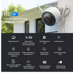 EZVIZ - CAMARA WIFI H3 3MP 2K AUDIO BIDIRECCIONAL EXTERIOR METALICA