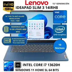 LENOVO - Laptop IDEAPAD SLIM 3 14IRH8 INTEL CORE i7-RAM 16 GB SSD 512 GB 14"FHD WINDOWS 11