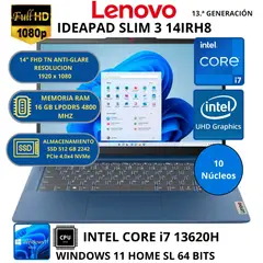 LENOVO - Laptop IDEAPAD SLIM 3 14IRH8 INTEL CORE i7-RAM 16 GB SSD 512 GB 14"FHD WINDOWS 11