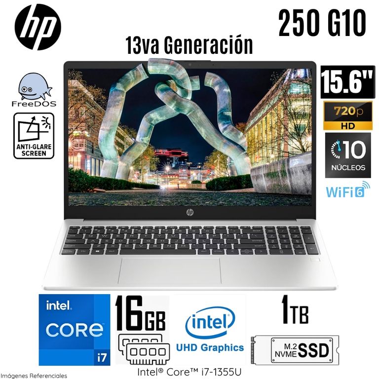 Laptop 250 G10 Intel Corei7-1355U 16GB RAM 1TB SSD 15.6" HD Free Dos Silver - 9S7D1LS