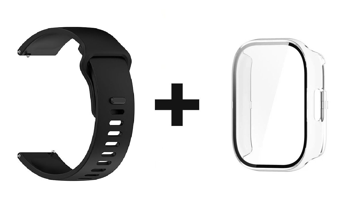 CORREA DE SILICON NEGRO +BUMPER TRANSPARENTE PARA XIAOMI REDMI WATCH 5 LITE