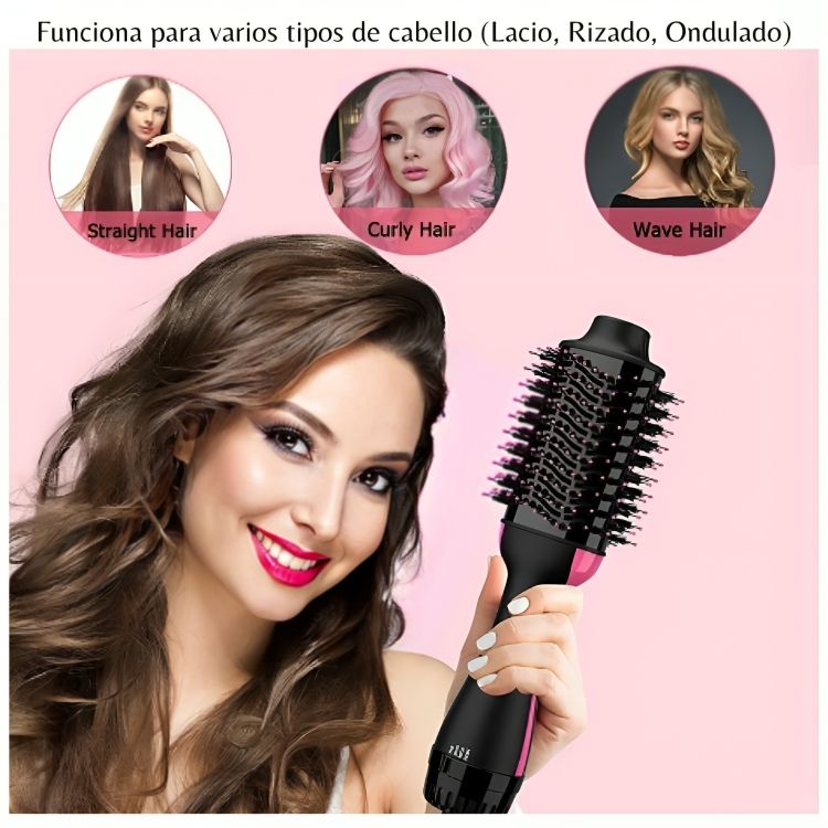 Secador de Cabello Cepillo Seca Alisa Voluminiza y Rizador