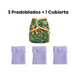GENERICO - Pack 3 Predoblados para Pañal de Tela + 1 Cubierta