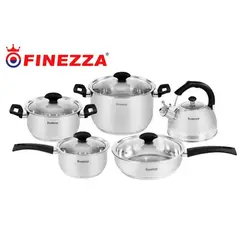FINEZZA - Juego de Ollas 10 Piezas Acero Inoxidable -