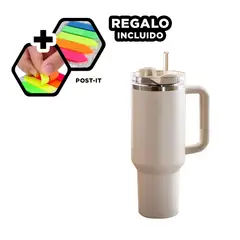 GENERICO - Pack6 Vaso de Bebida con Tapa Blanco Y+Banderitas Adhesivas