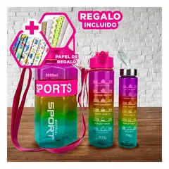 GENERICO - Tomatodo Kit de 3 Perfecto para Gym Fucsia Y+Papel de Regalo