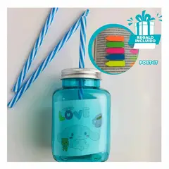 GENERICO - Pack6 Tomatodo de Plastico Azul Y+Banderitas Adhesivas