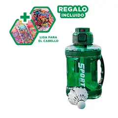 GENERICO - Pack6 Bidon para Tomar Agua Verde Y+Ligas de Regalo