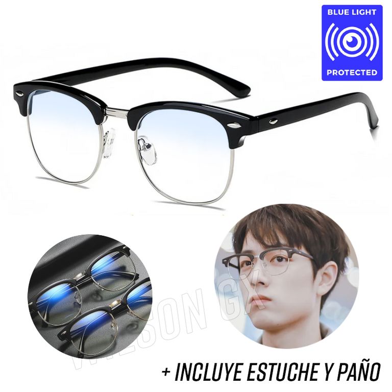 Lentes Premium Negros Modelo Clásico Con Filtro Azul Protección