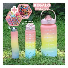 GENERICO - Botella para Paseos con Tapa Rosado Y+Ligas de Regalo