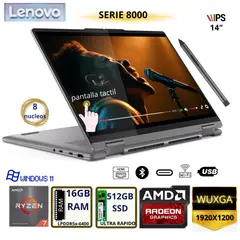 LENOVO - Laptop 2 en 1 Ideapad 5 de 14", Pantalla touch, AMD Ryzen 7 ,16GB RAM, disco sólido de 512GB