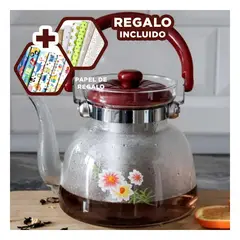 GENERICO - Tetera de Vidrio para Cafe de 600ml Y+Papel de Regalo
