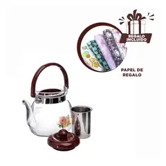 GENERICO - Tetera de Vidrio para Cafe de 850ml Y+Papel de Regalo