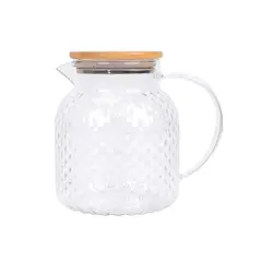 GENERICO - Jarra de Vidrio y Tapa de Madera en Transparente