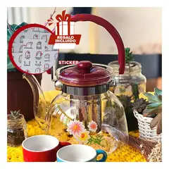 GENERICO - Pack6 Tetera Resistente en Guinda Y+Regalo Stickers