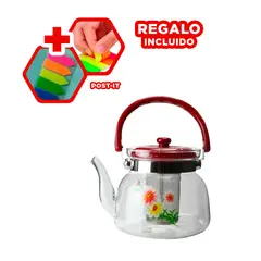 GENERICO - Pack12 Tetera Muktiusos en Guinda Y+Banderitas Adhesivas