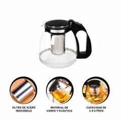 GENERICO - Pack2 Tetera con Filtro de 1500ml Y+Banderitas Adhesivas