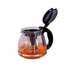 GENERICO - Tetera Elegante de Vidrio con Filtro de Acero Negro 2L