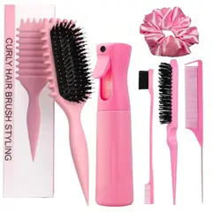 GENERICO - KIT DE PEINADO PARA EL CABELLO RIZADO X 6 COLOR ROSA