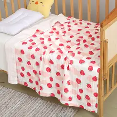 CERDITA - Manta Muselina para Bebé 6 Capas 100% Algodón Diseño Fresa