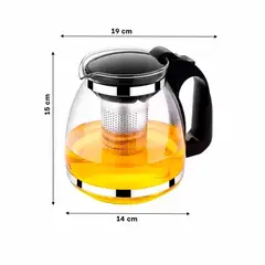 GENERICO - Pack2 Tetera Elegante de Vidrio con Filtro Negro 1500ml