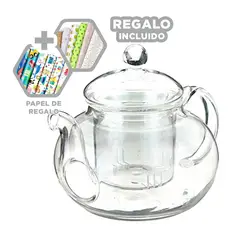 GENERICO - Tetera de Vidrio para Te de 800ml Y+Papel de Regalo