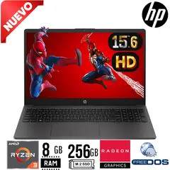 HP - LAPTOP 255 G10. RYZEN 3 7320U. 15.6" HD. RAM 8GB. SSD 256GB. FREE DOS