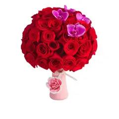 GENERICO - Cotton Red - Rosas Rojas y Orquídeas