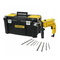 STANLEY - Taladro Perc 1/2" 600W + Caja de Herramientas 19" + 9 Brocas