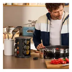 GENERICO - Pack4 Especiero Organizador en Negro Y+Ligas de Regalo