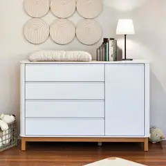 PAZART MUEBLES - CÓMODA FLOW PATAS MADERA BLANCO & NATURE