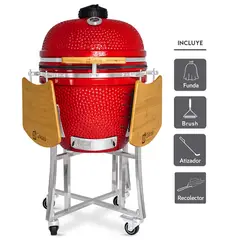 GRILLCORP - Kamado Clásico 23 Rojo con regalos básicos