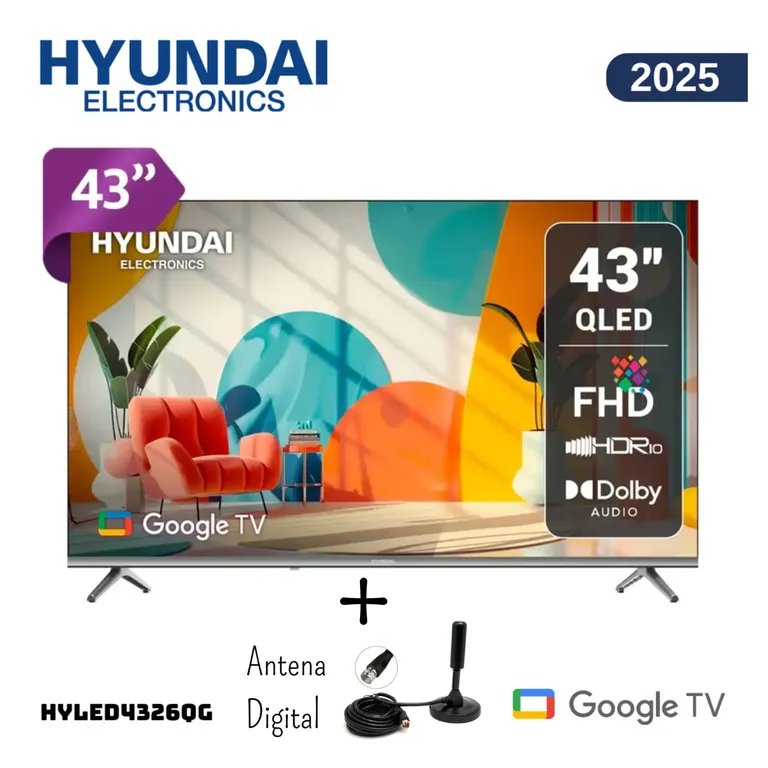 TELEVISOR 43 QLED SMART TV GOOGLE TV FHD HYLED4326QG + ANTENA