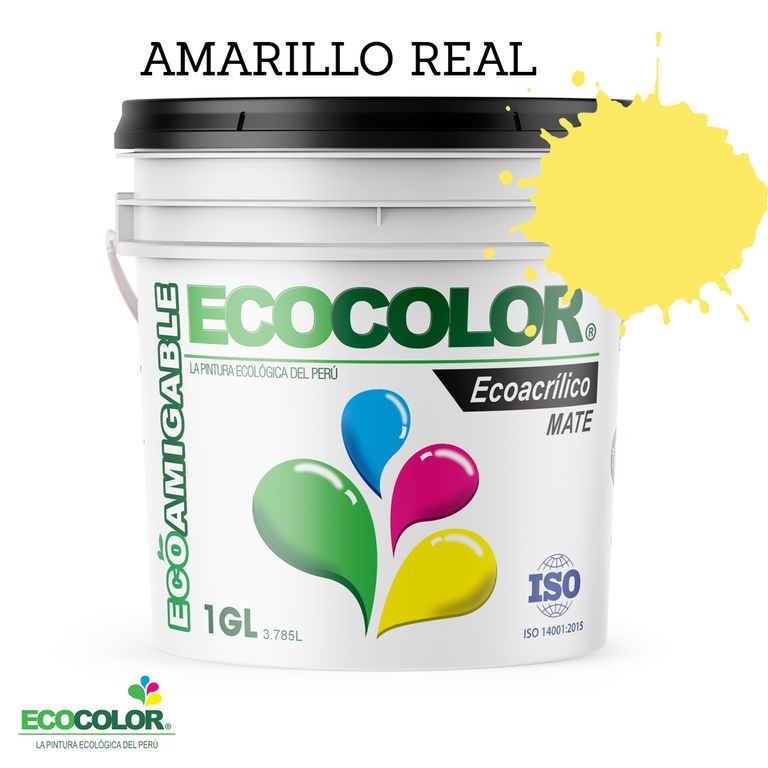 PINTURA ECOLOGICA ECOACRILICO MATE AMARILLO REAL 1GL