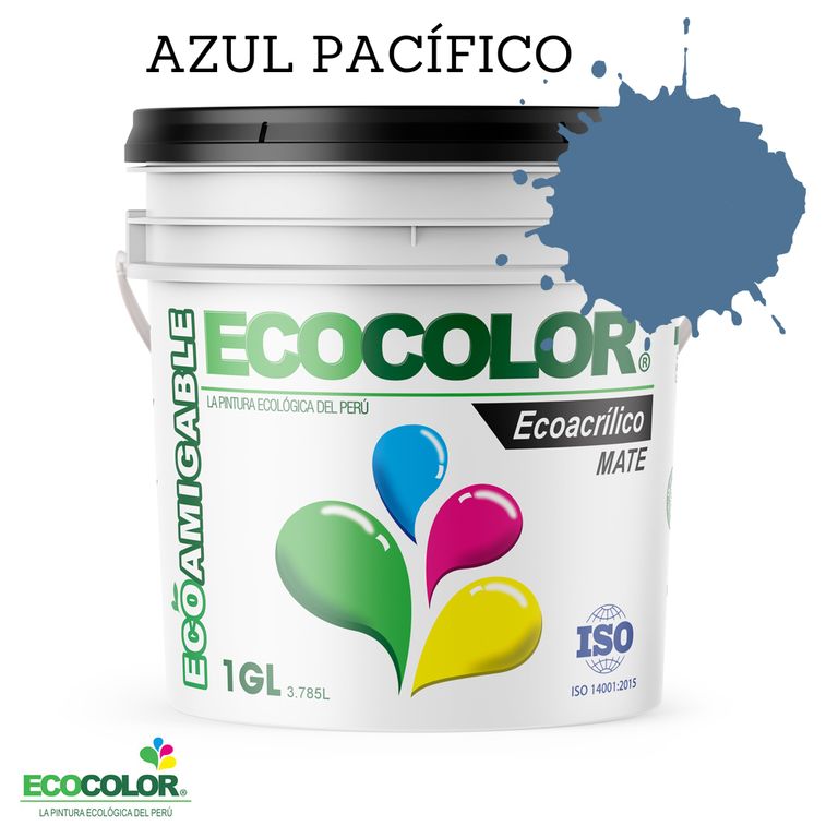 PINTURA ECOLOGICA ECOACRILICO MATE AZUL PACIFICO 1GL