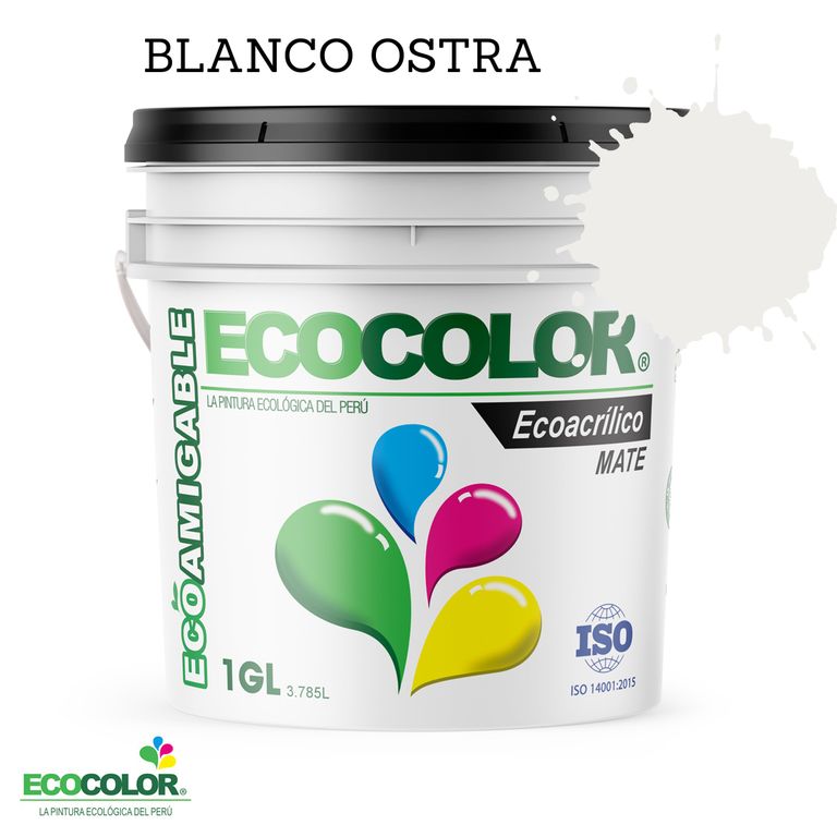 PINTURA ECOLOGICA ECOACRILICO MATE BLANCO OSTRA 1GL
